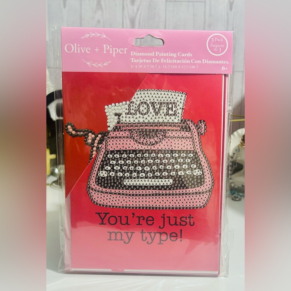 3pk Diamond Painting Cards Olive + Piper Valentines NWT